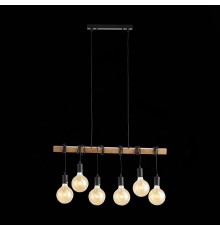 SL1142.403.06 Светильник подвесной Черный, Светлое дерево E27 6*60W BAGETTI