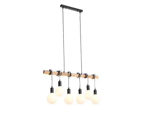 SL1142.403.06 Светильник подвесной Черный, Светлое дерево E27 6*60W BAGETTI