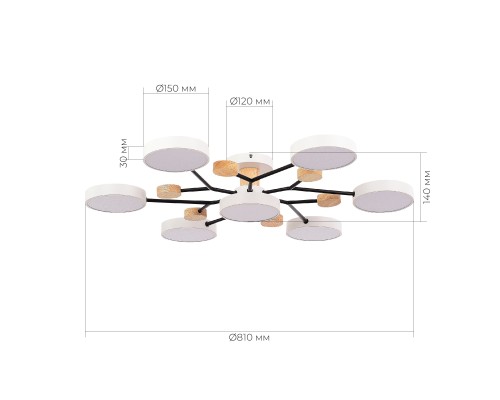 SLE6006-502-07 Светильник потолочный Белый/Белый LED 7*12W 3000K/4500K/6000K FAEMA
