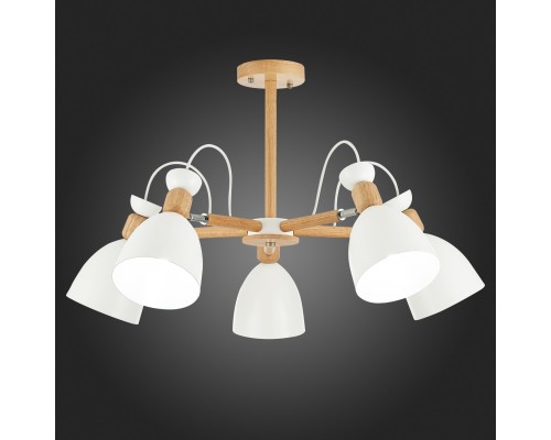 SLE103802-05 Светильник потолочный Светлое дерево, Белый/Белый E27 5*60W BALCAMO