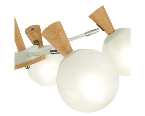 SLE220702-05 Светильник потолочный Белый, Светлое дерево/Белый E14 5*40W CATANIA