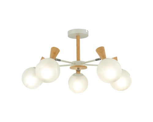 SLE220702-05 Светильник потолочный Белый, Светлое дерево/Белый E14 5*40W CATANIA