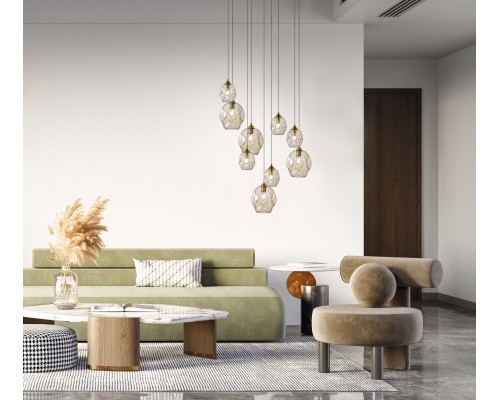 SL1188.303.16 Люстра подвесная ST-Luce Латунь/Коньячный E14/E27 12+4*40W IDESIA