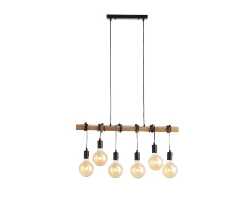 SL1142.403.06 Светильник подвесной Черный, Светлое дерево E27 6*60W BAGETTI