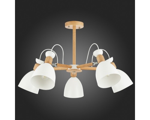 SLE103802-05 Светильник потолочный Светлое дерево, Белый/Белый E27 5*60W BALCAMO