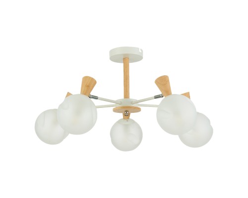 SLE220702-05 Светильник потолочный Белый, Светлое дерево/Белый E14 5*40W CATANIA