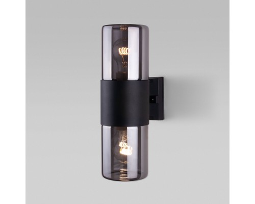 Уличный настенный светильник Roil чёрный/дымчатый плафон IP54 35125/D