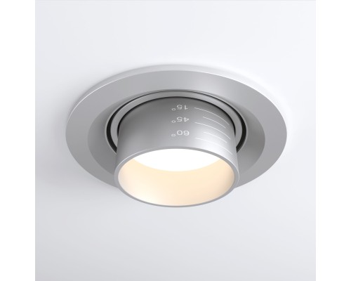 Встраиваемый светодиодный светильник с регулировкой угла освещения 9920 LED 15W 4200K серебро