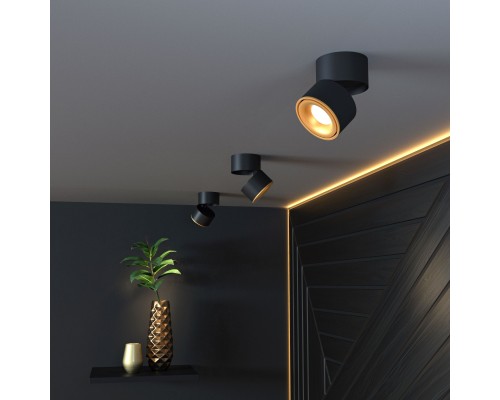 Накладной поворотный светодиодный светильник DLR031 15W 4200K 3100 черный матовый/золото