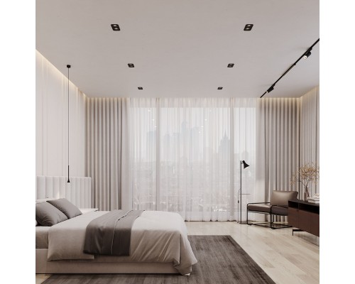 Светильник встраиваемый светодиодный с антибликовой решеткой Tetro 20W 3000K черный IP44 15277/LED