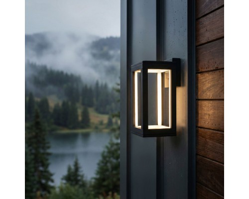 Уличный настенный светодиодный светильник Frame 3000K чёрный 1527 TECHNO LED черный