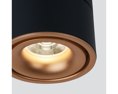 Накладной поворотный светодиодный светильник DLR031 15W 4200K 3100 черный матовый/золото