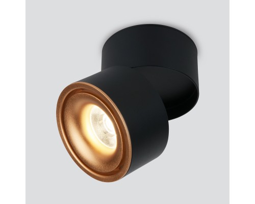Накладной поворотный светодиодный светильник DLR031 15W 4200K 3100 черный матовый/золото