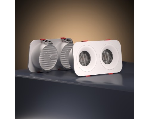 Светильник встраиваемый светодиодный с антибликовой решеткой Tetro 20W 3000K белый IP44 15277/LED