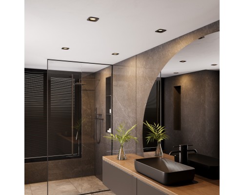 Светильник встраиваемый светодиодный с антибликовой решеткой Tetro 10W 3000K черный IP44 15276/LED