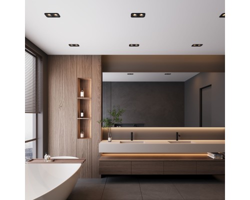 Светильник встраиваемый светодиодный с антибликовой решеткой Tetro 20W 4000K черный IP44 15277/LED