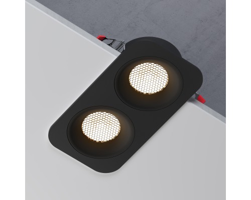 Светильник встраиваемый светодиодный с антибликовой решеткой Tetro 20W 3000K черный IP44 15277/LED