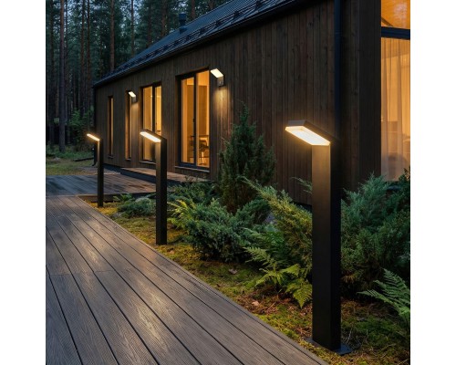 Ландшафтный уличный светильник Sensor 3000K Чёрный IP54 1542 TECHNO LED черный