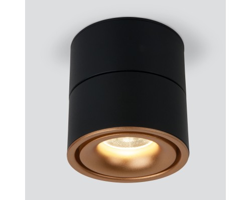 Накладной поворотный светодиодный светильник DLR031 15W 4200K 3100 черный матовый/золото