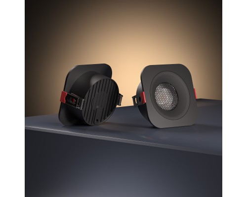 Светильник встраиваемый светодиодный с антибликовой решеткой Tetro 10W 3000K черный IP44 15276/LED