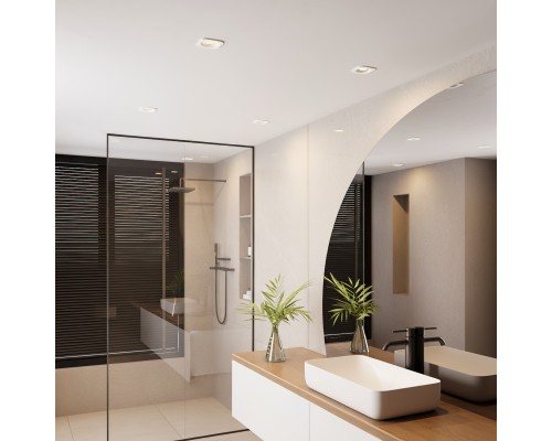 Светильник встраиваемый с антибликовой решеткой Tetro 10W 3000K белый IP44 15276/LED