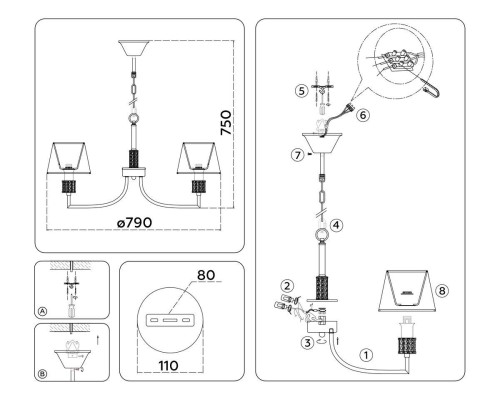 Подвесная люстра Ambrella Light High Light Classic LH71217