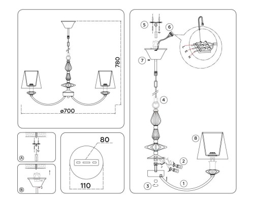 Подвесная люстра Ambrella Light High Light Ceramo Classic LH75024