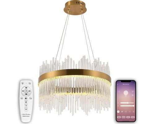 Подвесная светодиодная люстра Natali Kovaltseva LED LAMPS 81260 100W 3300*4300*7000K Золото
