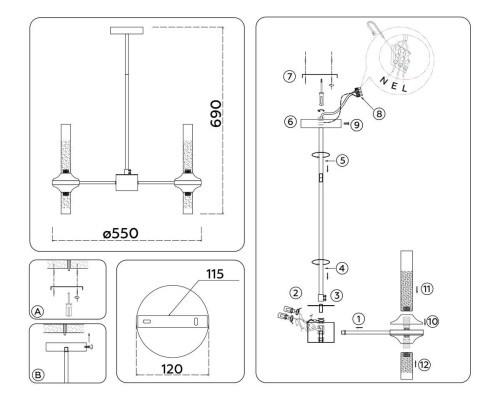 Подвесная люстра Ambrella Light High Light Modern LH55351