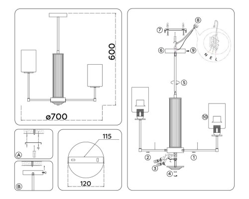 Подвесная люстра Ambrella Light High Light Modern LH56213