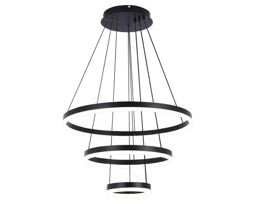 Светодиодная люстра LED LAMPS 81278 тройной нимб с пультом ДУ, моб. приложением 160W, чёрный, LED