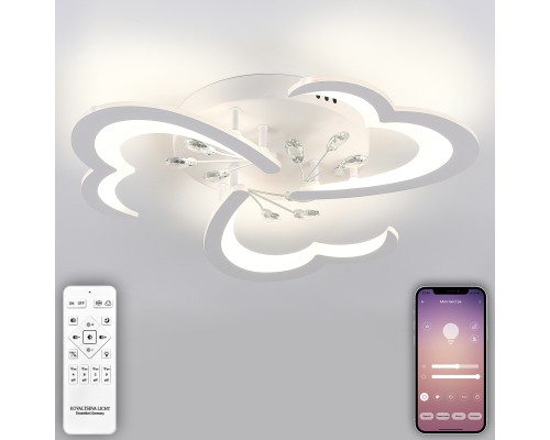 Светодиодный светильник люстра LED LAMPS 81120/3C с пультом ДУ, моб. приложением 80W, белый, LED