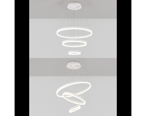 Светодиодная люстра LED LAMPS 81277 тройной нимб с пультом ДУ, моб. приложением 160W, белый, LED