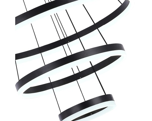 Светодиодная люстра LED LAMPS 81278 тройной нимб с пультом ДУ, моб. приложением 160W, чёрный, LED