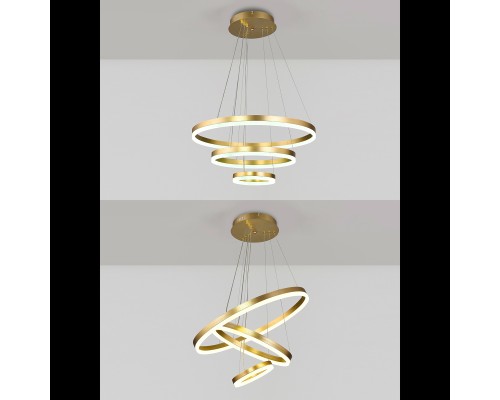 Светодиодная люстра LED LAMPS 81279 тройной нимб с пультом ДУ, моб. приложением 160W, золотой, LED