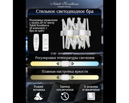 Светодиодное бра LED LAMPS 81114/1W нимб с моб. приложением 35W, хром, LED