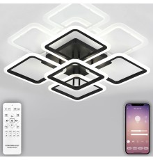 Светодиодный светильник люстра HIGH-TECH LED LAMPS 82022 BLACK с пультом ДУ, моб. приложением 120W, черный, LED
