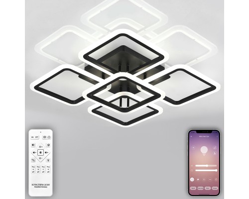 Светодиодный светильник люстра HIGH-TECH LED LAMPS 82022 BLACK с пультом ДУ, моб. приложением 120W, черный, LED