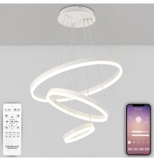 Светодиодная люстра LED LAMPS 81277 тройной нимб с пультом ДУ, моб. приложением 160W, белый, LED