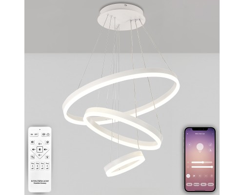 Светодиодная люстра LED LAMPS 81277 тройной нимб с пультом ДУ, моб. приложением 160W, белый, LED
