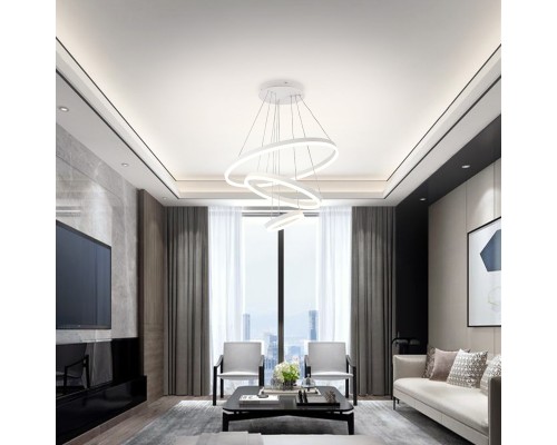 Светодиодная люстра LED LAMPS 81277 тройной нимб с пультом ДУ, моб. приложением 160W, белый, LED