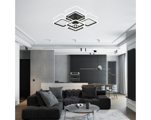 Светодиодный светильник люстра HIGH-TECH LED LAMPS 82022 BLACK с пультом ДУ, моб. приложением 120W, черный, LED