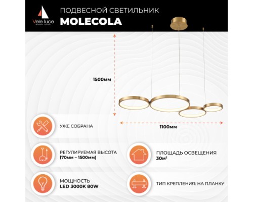 Подвесной светильник Vele Luce Molecola VL7244P04