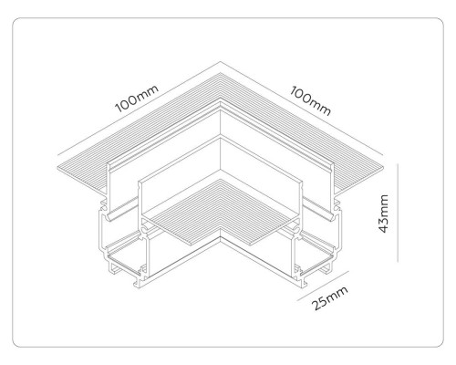 Коннектор угловой для встраиваемого шинопровода под ГКЛ Ambrella Light TRACK SYSTEM GL1971