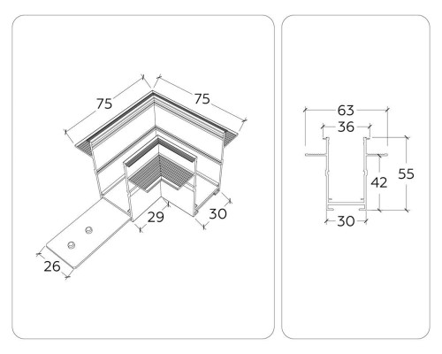 Коннектор L-образный встраиваемый Ambrella Light Track System Magnetic 220V GL1040
