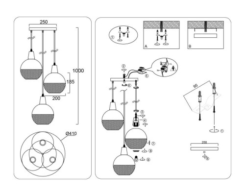 Светильник подвесной Ambrella light TRADITIONAL TR8505