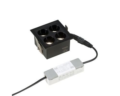 Встраиваемый черный LED светильник с драйвером, 8Вт, 4000К,  24°, 580лм