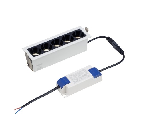 Встраиваемый белый LED светильник с драйвером, линзами, 10Вт, 4000К,  24°, 785лм