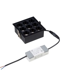 Встраиваемый черный LED светильник с драйвером, 18Вт, 4000К,  24°, 1365лм