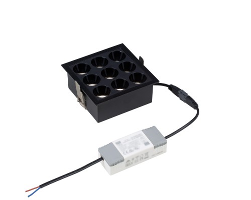 Встраиваемый черный LED светильник с драйвером, 18Вт, 4000К,  24°, 1365лм